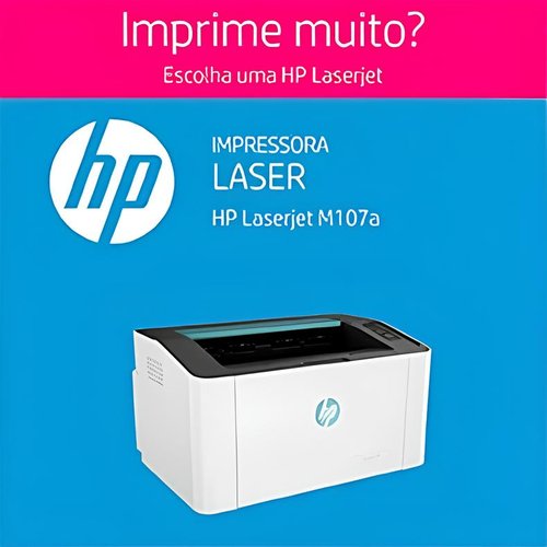 Impressora HP LaserJet 107a, Laser, Mono, 110V, USB, Branco
