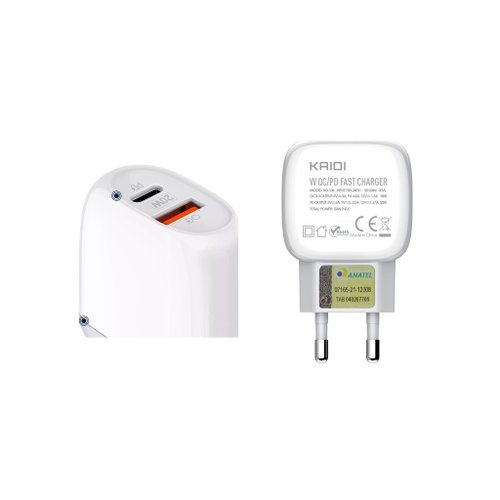KIT CARREGADOR TURBO + CABO  USB-C 20W, PD + QC 3.0 KD-106C