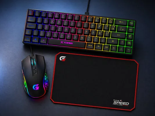 Kit Gamer: Teclado Fortrek Fearless 65, Mouse Vickers New Edition, Mousepad Speed MPG102