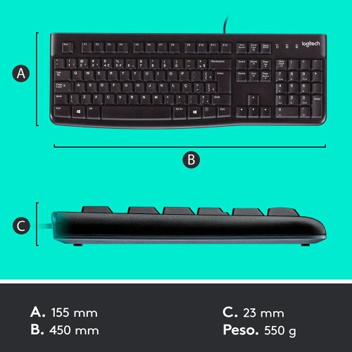 Kit Teclado E Mouse Com Fio MK120 Preto - LOGITECH