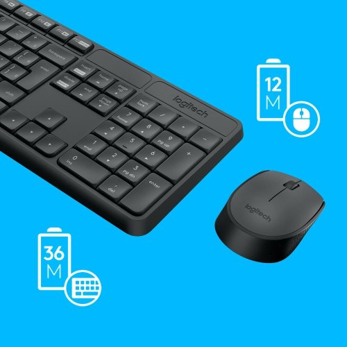 Kit Teclado e Mouse Sem Fio Logitech MK235 USB ABNT2 com Pilhas Inclusas