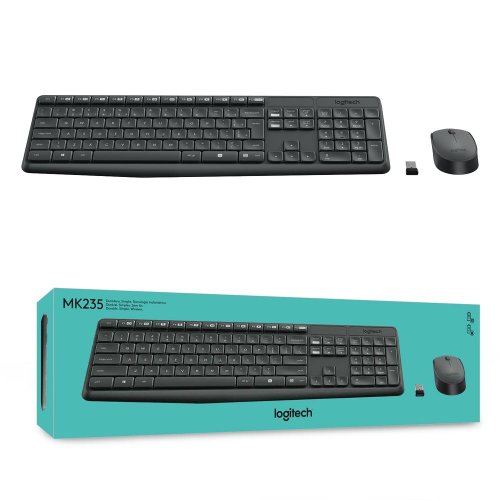 Kit Teclado e Mouse Sem Fio Logitech MK235 USB ABNT2 com Pilhas Inclusas