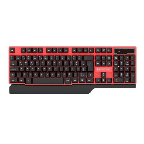 Kit Teclado e Mouse Sem Fio Wireless Receptor USB ABNT2 Vermelho e Preto KE-KM553V1 - Kross Elegance