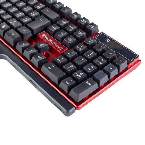 Kit Teclado e Mouse Sem Fio Wireless Receptor USB ABNT2 Vermelho e Preto KE-KM553V1 - Kross Elegance