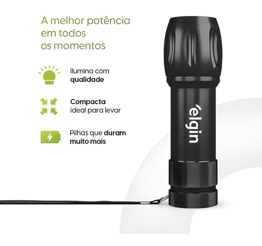 Lanterna LED Mini de Bolso, Preta, com 3 Pilhas AAA – Compacta, Leve e Potente