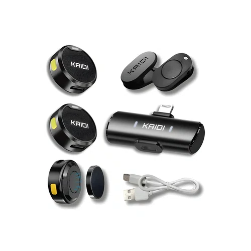 Microfone de Lapela Sem Fio USB-C Kaidi KMF4-A Preto