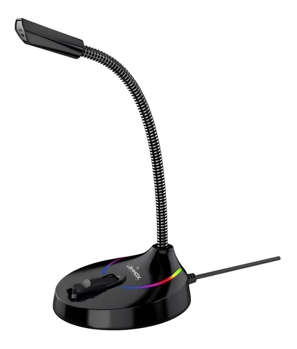 Microfone Gamer de Mesa GTGK1, Preto, com Iluminação RGB e Base Estável