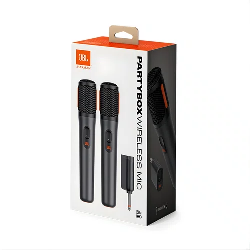 Microfone Sem Fio JBL PartyBox PBWIRELESSMICBLK Kit com 2 Unidades