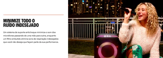 Microfone Sem Fio JBL PartyBox PBWIRELESSMICBLK Kit com 2 Unidades