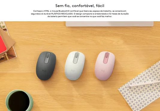 Mouse Bluetooth 1000 DPI Logitech M196 Branco