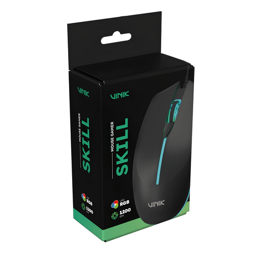 Mouse Gamer USB Fortrek Skill MGSKRGB, 1200 DPI, Iluminação RGB – Preto
