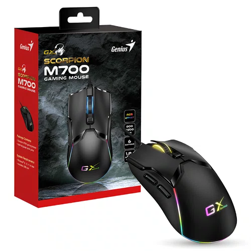 Mouse Gamer USB 7200 DPI, 6 Botões, Scorpion M700 RGB Preto