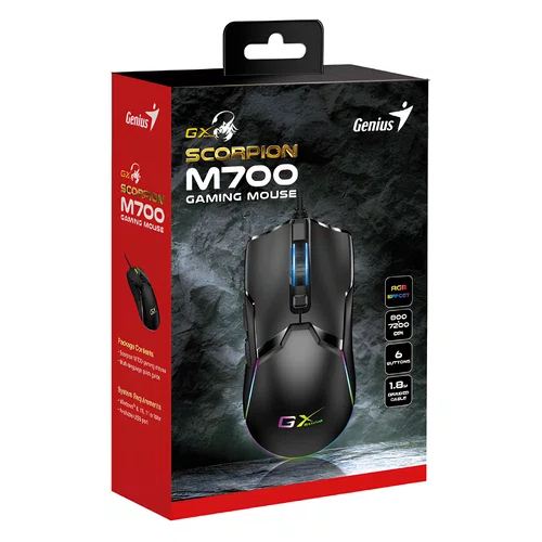 Mouse Gamer USB 7200 DPI, 6 Botões, Scorpion M700 RGB Preto