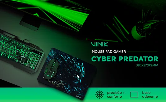 Mouse Pad Gamer 320x270x2mm Vinik Cyber Predator MPCP32