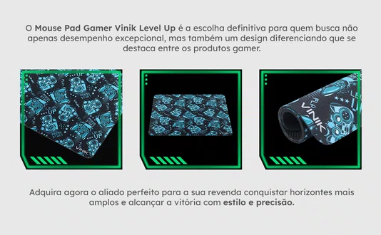 Mouse Pad Gamer 320x270x2mm Vinik Level Up MPLU32