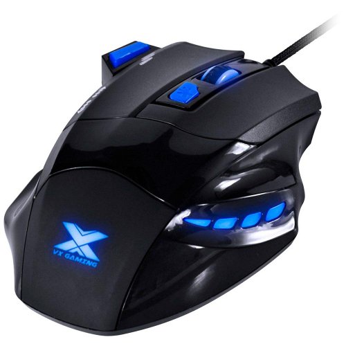 Mouse USB Gamer VX Gaming Black Widow LED 6 Botões 2400DPI Preto e Azul GM104 - Vinik