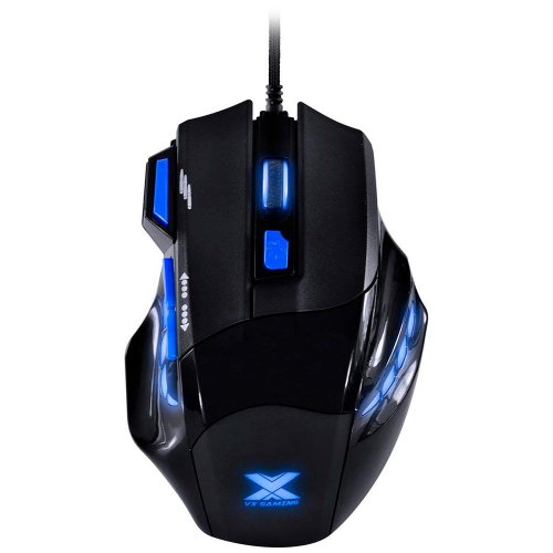 Mouse USB Gamer VX Gaming Black Widow LED 6 Botões 2400DPI Preto e Azul GM104 - Vinik