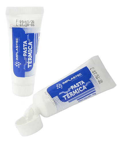 PASTA TÉRMICA  DE SILICONE BRANCO IMPLASTEC BISNAGA 50G