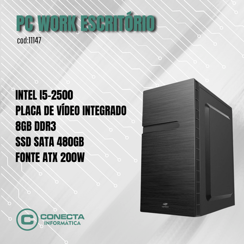 PC WORK INTEL I5-2500, H61, 8GB DDR3, SSD 480GB, ATX 200W