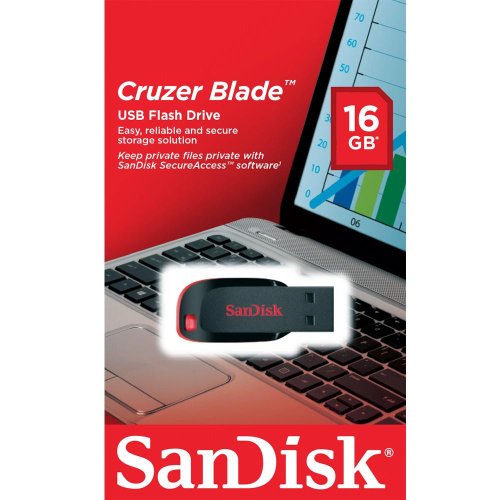 Pen Drive Cruzer Blade Sandisk USB 2.0 16GB SDCZ50-016G-B35 Preto/Vermelho