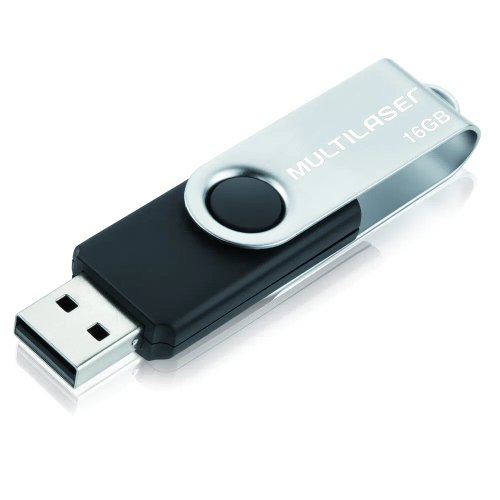 Pen Drive 16GB USB 2.0 Multilaser PD588 Twist Preto e Prata