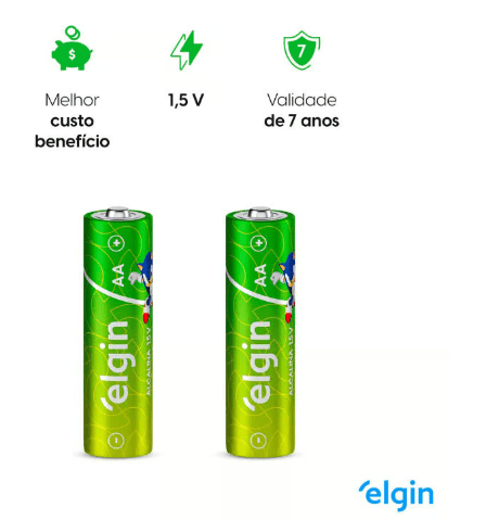 PILHA ALCALINA PEQUENA AA C/2 LR6-1.5V