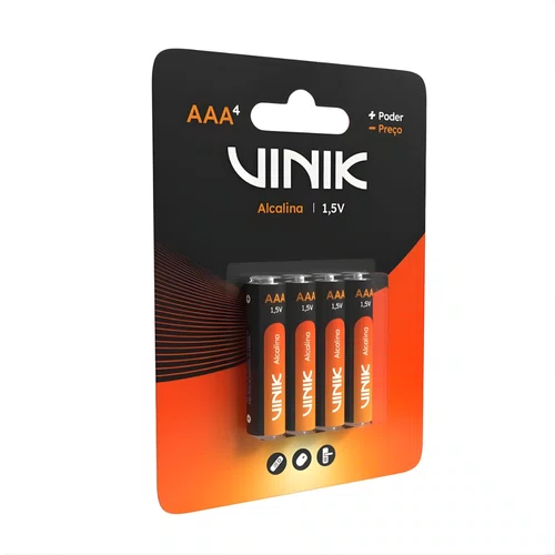 Pilha Alcalina AAA C/4 1.5V Vinik VP3AB4A