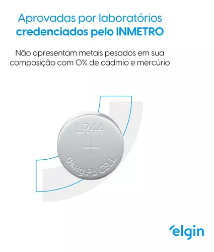 Pilha Lr44 Elgin Alcalina 82194 Botão - Kit De 10 Unidades
