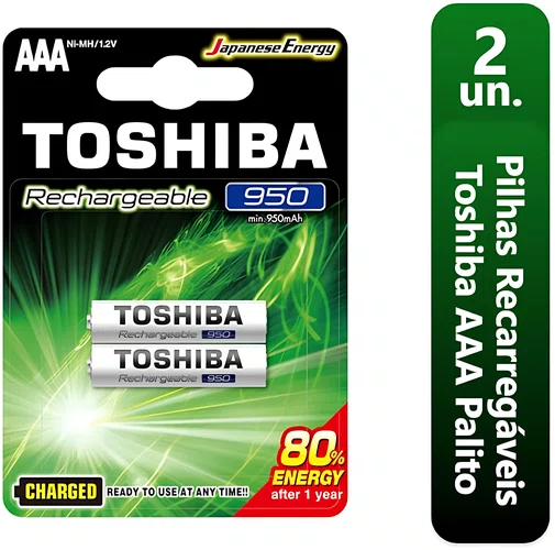Pilha Recarregável AAA 950mAh 1.2V Toshiba C/2