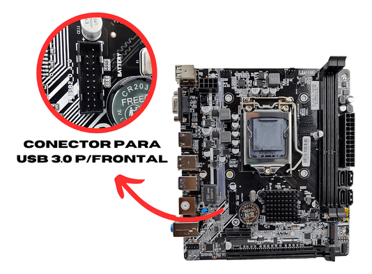PLACA MAE LGA1155 H61M (2XDDR3/HDMI/VGA/M.2/USB 3.0/MINI-ATX)