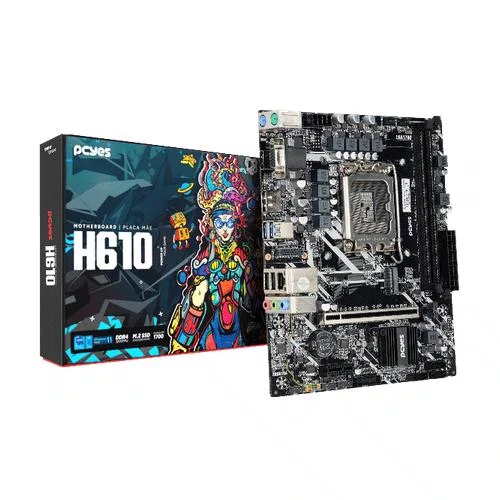 Placa Mãe LGA1700 H610 2X DDR4 (MAX 64GB) M.2 NVME HDMI/DP/VGA Pcyes PCYH610-14G64