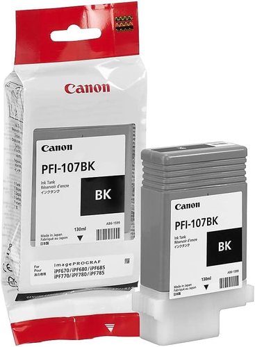 Refil de Tinta Canon PFI-107BK Preto 130ml Original