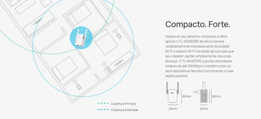 Repetidor de Sinal Wireless 300Mbps TP-Link TL-WA855RE Versão 5.0