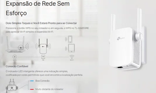 Repetidor de Sinal Wireless 300Mbps TP-Link TL-WA855RE Versão 5.0