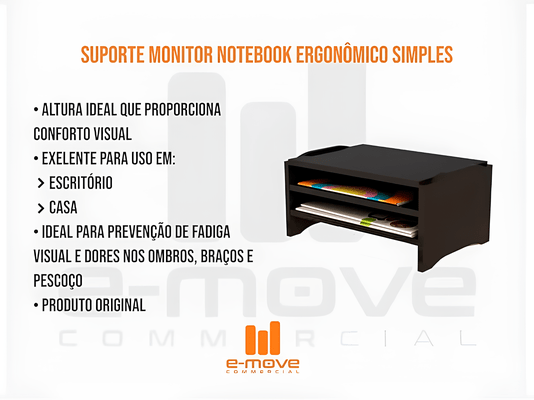 Suporte Ergonômico Triplo para Monitor 9768, 355x240x170mm, Altura Elevada e Organização de Mesa – Preto