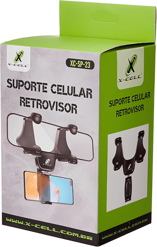 Suporte para Celular XC-SP-23, Fixação no Retrovisor, Ajuste 270°, Universal – Preto