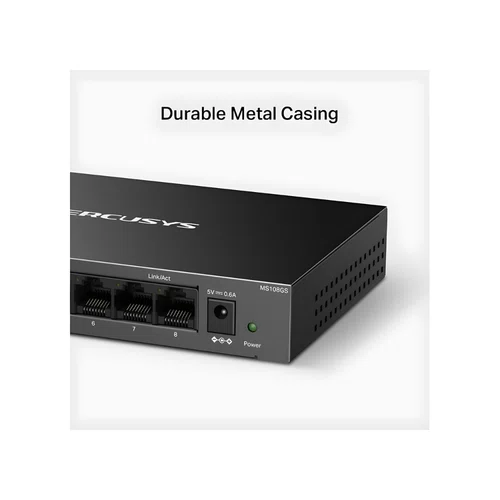 Switch 8 Portas Gigabit 10/100/1000Mbps Mercusys MS108GS Case Metal