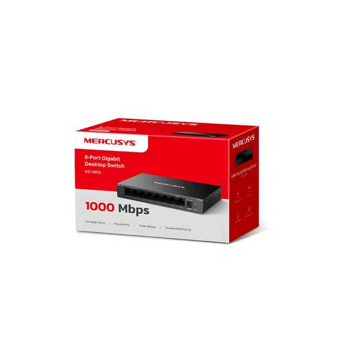 Switch 8 Portas Gigabit 10/100/1000Mbps Mercusys MS108GS Case Metal