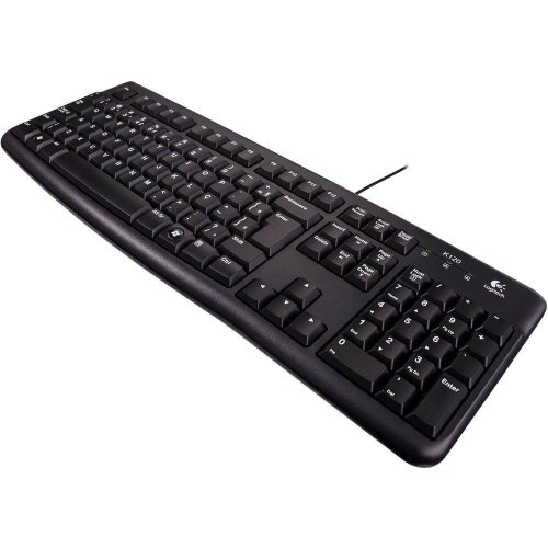 Teclado Desktop K120 USB ABNT2 Teclas de perfil plano Resistente a derramamentos Preto 920-002481 - Logitech