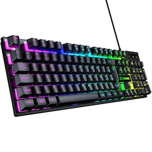TECLADO GAMER MEMBRANA FEARLESS 100 FULLSIZED RAINBOW