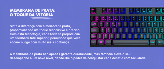 TECLADO GAMER MEMBRANA FEARLESS 100 FULLSIZED RAINBOW