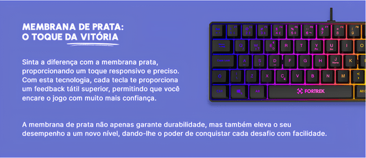 TECLADO GAMER MEMBRANA FEARLESS 65 COMPACT RAINBOW