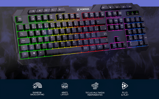TECLADO GAMER MULTIMIDIA SHORTCUT RAINBOW
