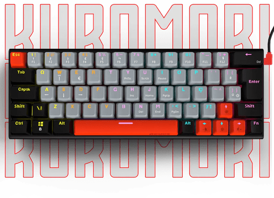 TECLADO GAMER MECANICO 60% SWITCH BLUE LED RAINBOW KUROMORI PTKM60BL