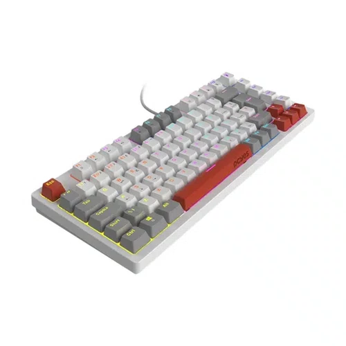 Teclado Gamer Mecânico 75% KIRIN White Ghost Switch Blue Rainbow
