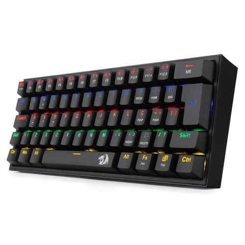 Teclado Gamer Mecânico Fizz Rainbow K617RB Preto Switch Azul - REDRAGON