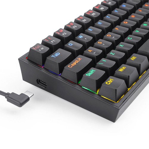 Teclado Gamer Mecânico Fizz Rainbow K617RB Preto Switch Azul - REDRAGON