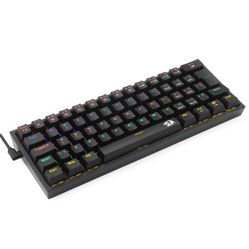 Teclado Gamer Mecânico Fizz Rainbow K617RB Preto Switch Azul - REDRAGON