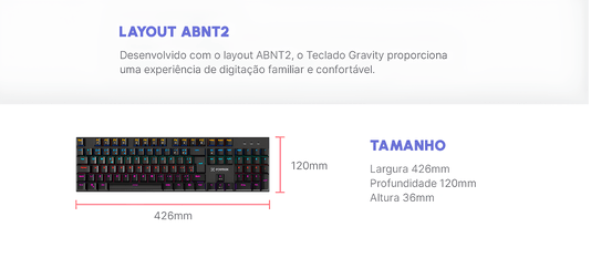 Teclado Mecânico Gamer Fortrek Gravity 100 Switch Red RGB