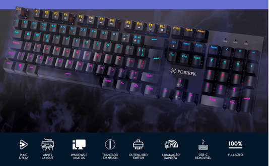 Teclado Mecânico Gamer Fortrek Gravity 100 Switch Red RGB